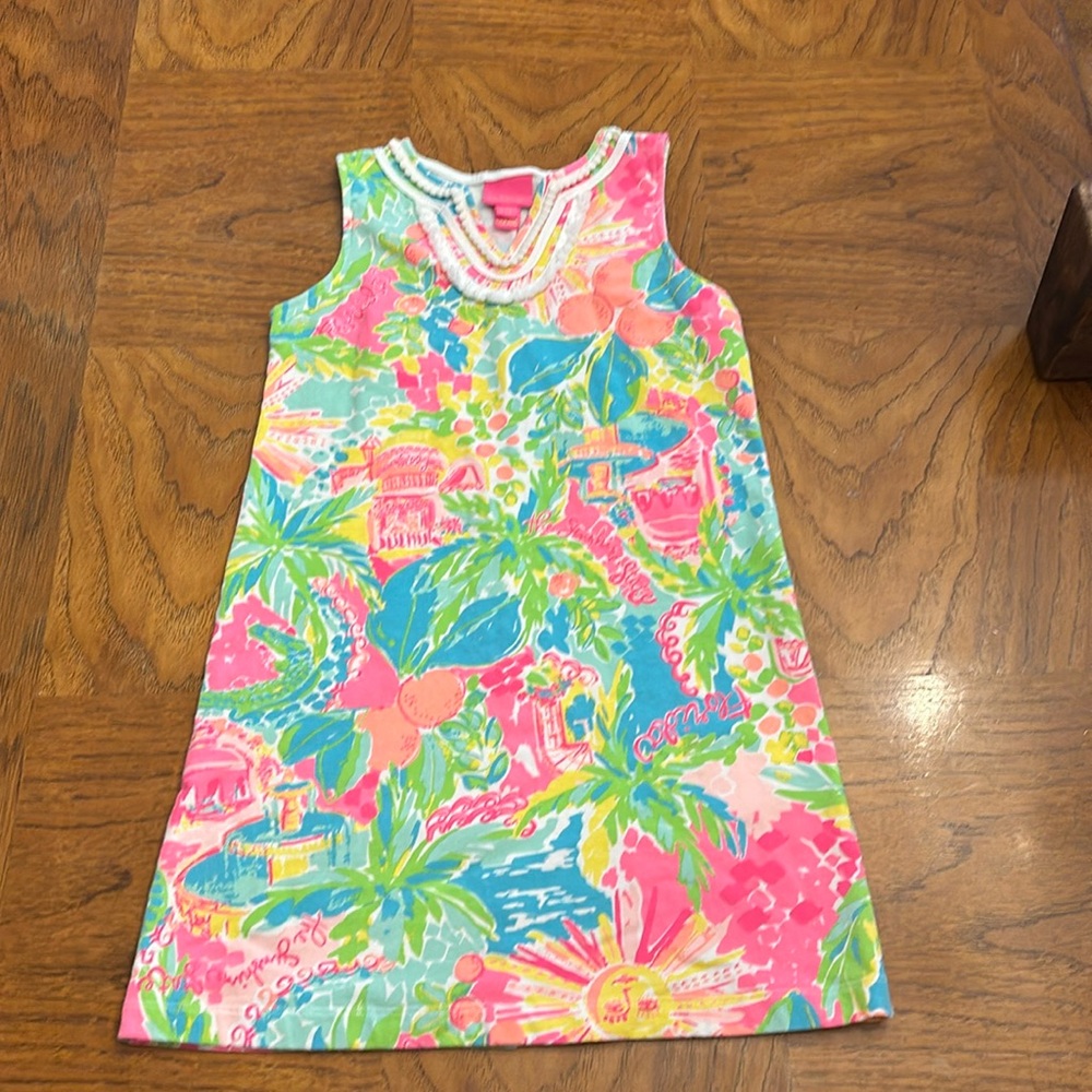 Lilly Pulitzer Harper Shift Dress Sunshine State Of Mind Girls Size Large (8-10)